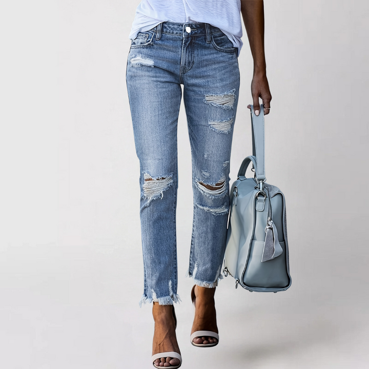 Super Stylische & Elegante Damen Jeans im lässigen Ripped Look