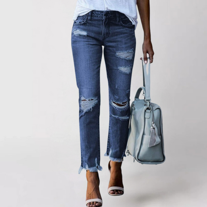 Super Stylische & Elegante Damen Jeans im lässigen Ripped Look