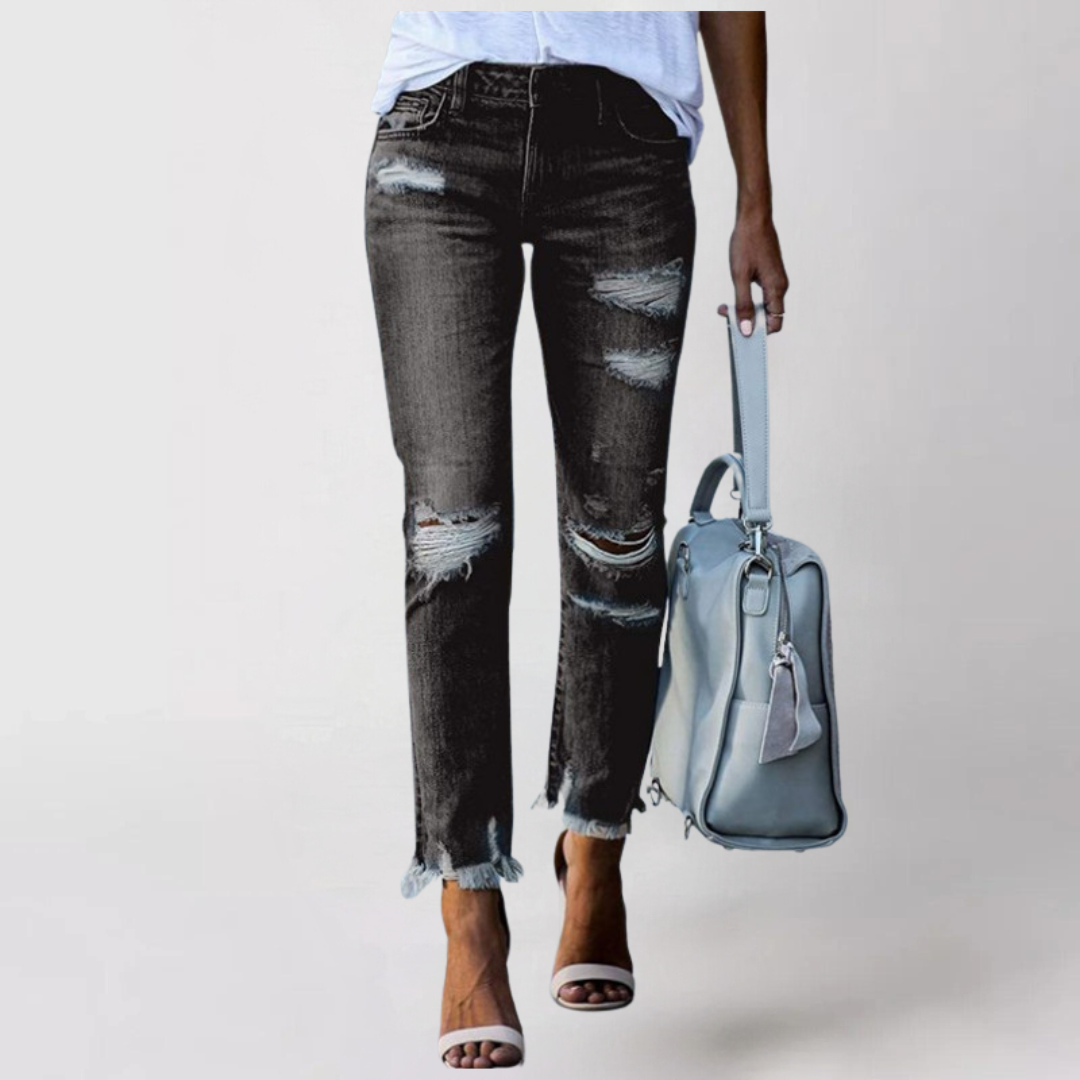 Super Stylische & Elegante Damen Jeans im lässigen Ripped Look