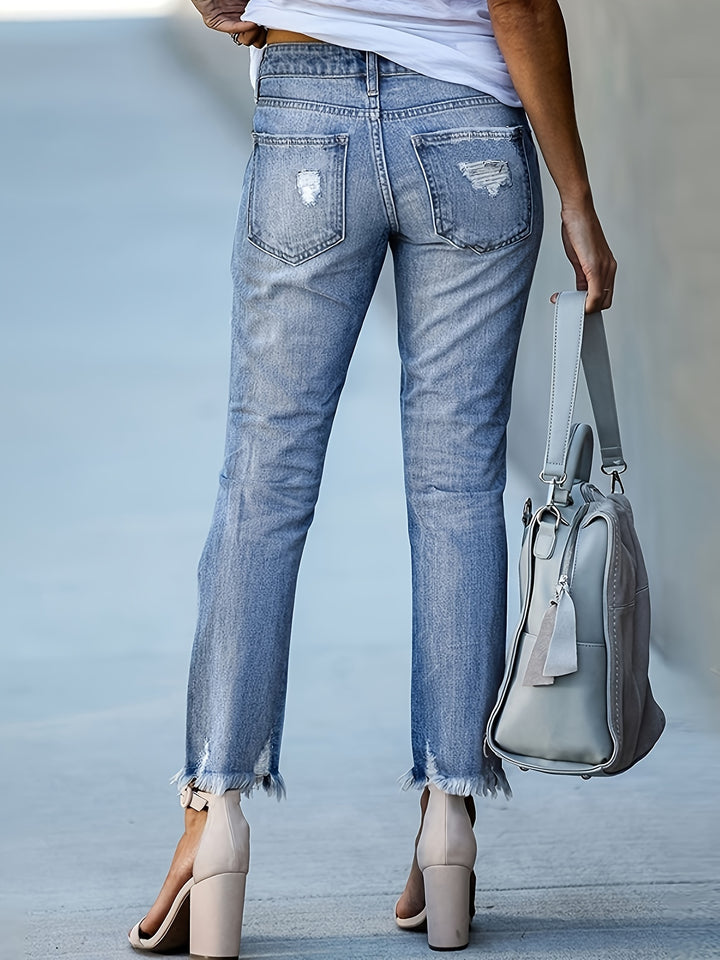 Super Stylische & Elegante Damen Jeans im lässigen Ripped Look